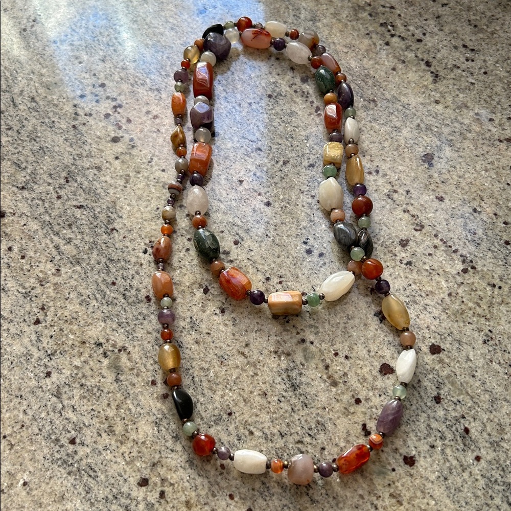 Multicolor Semi Precious stone Beaded Necklace - Picture 10 of 10